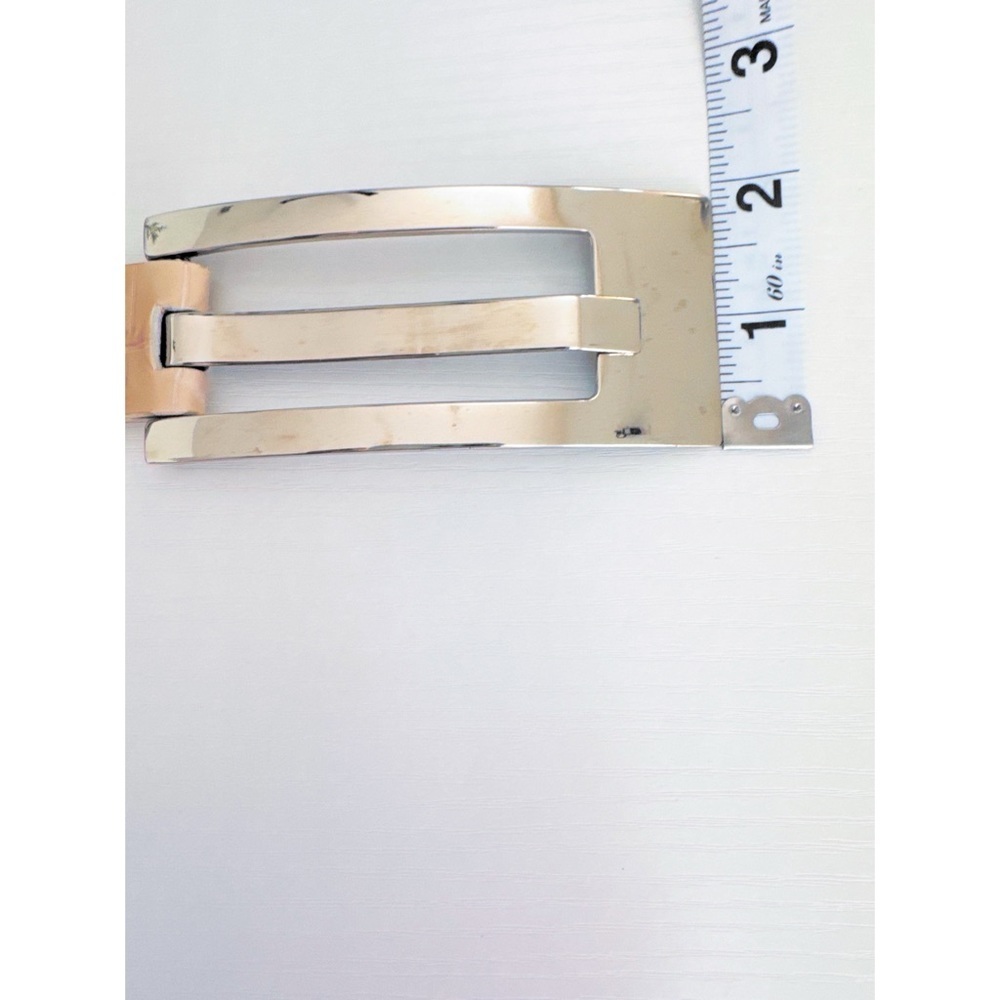 Express Croc Embossed Dress Belt With a Glossy Silver Toned Buckle Womens Size M - Picture 7 of 9
